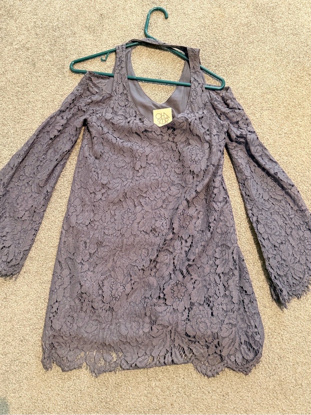 Chaser Lace Cold-Shoulder Women's Dress in Gray